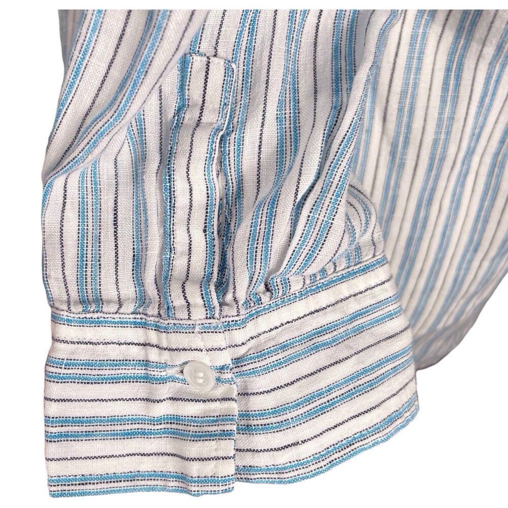J.Jill Love Linen Striped Popover Tunic Petite Medium Blue - Picture 11 of 16